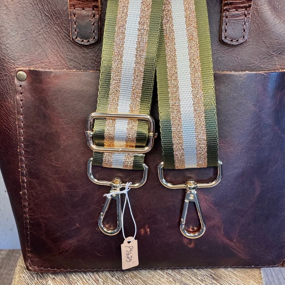 Crossbody Bag Strap Green Purse Strap Gold Striped Guitar Bag Strap NEW